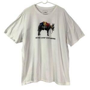 The North Face Mens Graphic T Shirt White Donkey Explorer Print XXL Short Sleeve